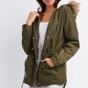 Fully Lined Sherpa Olive Green Jacket